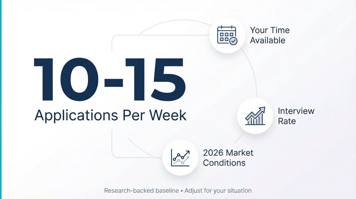 Data visualization showing the proven 10-15 job applications per week baseline with framework factors