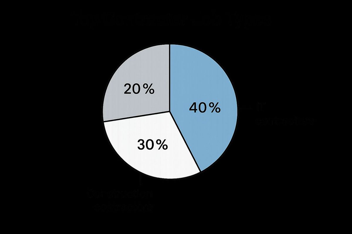 Infographic showing that IT, construction, and design are top fields for contractors.