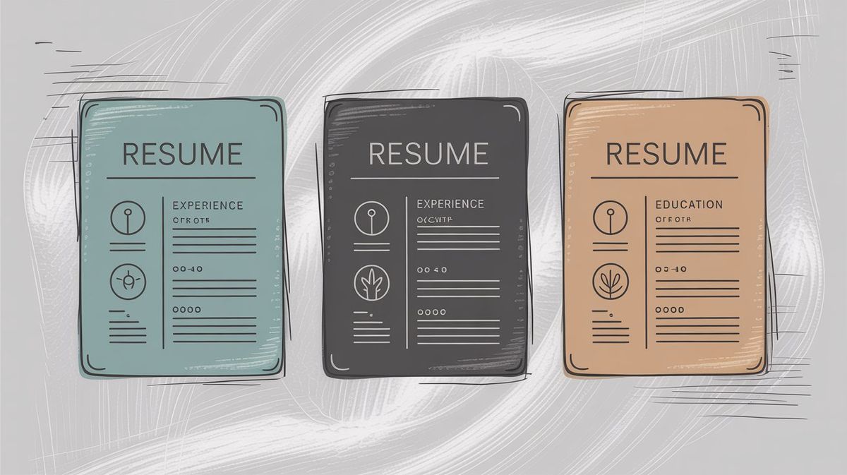 Three different resume format types shown side-by-side in a professional hand-drawn illustration style, representing the main organizational approaches for effective resume design