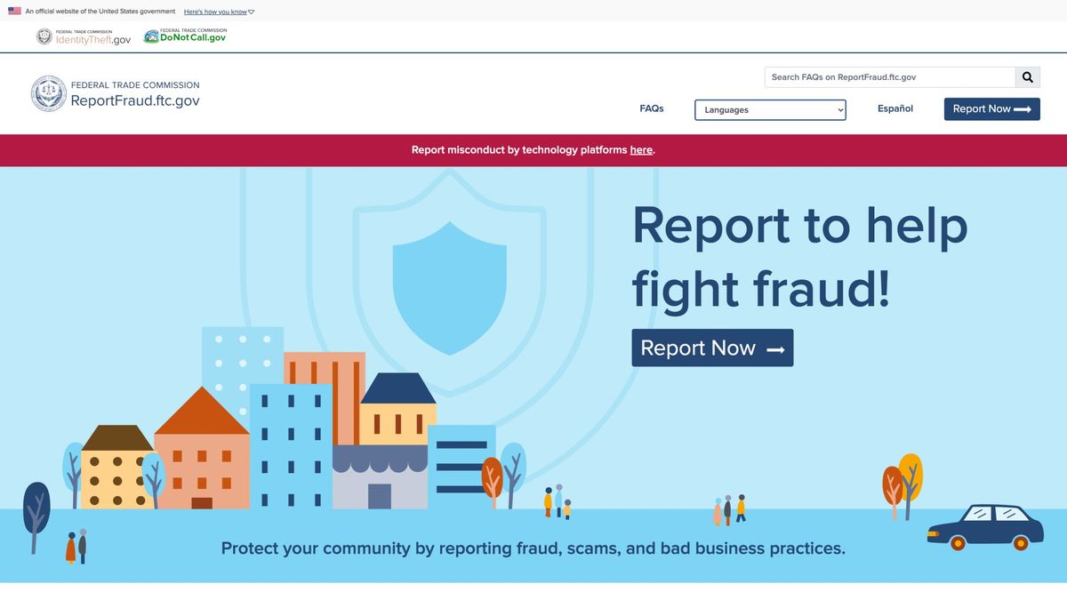 FTC ReportFraud.gov official fraud reporting interface for job scam victims
