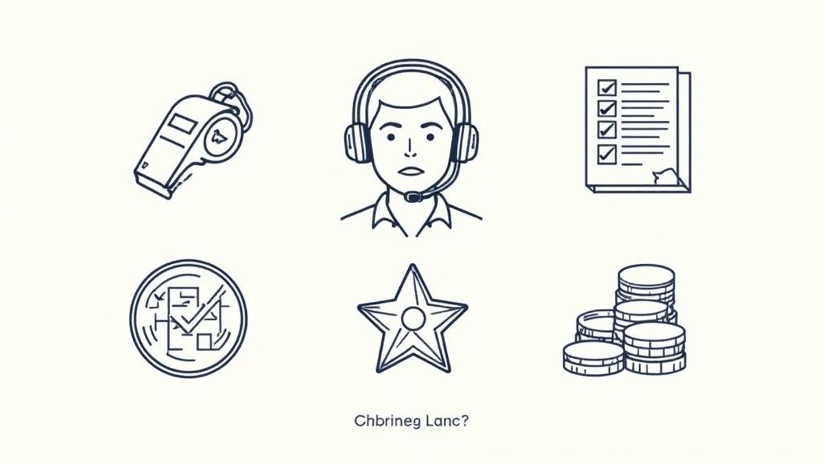 A referee signaling a touchdown with arms raised, symbolizing success and high earnings.