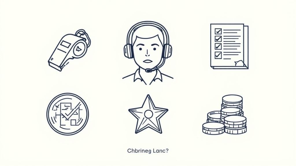 A referee signaling a touchdown with arms raised, symbolizing success and high earnings.