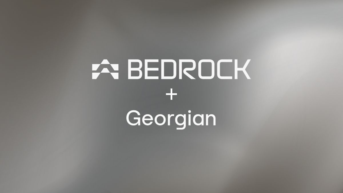 The text "BEDROCK + Georgian" on a blurred grey background.