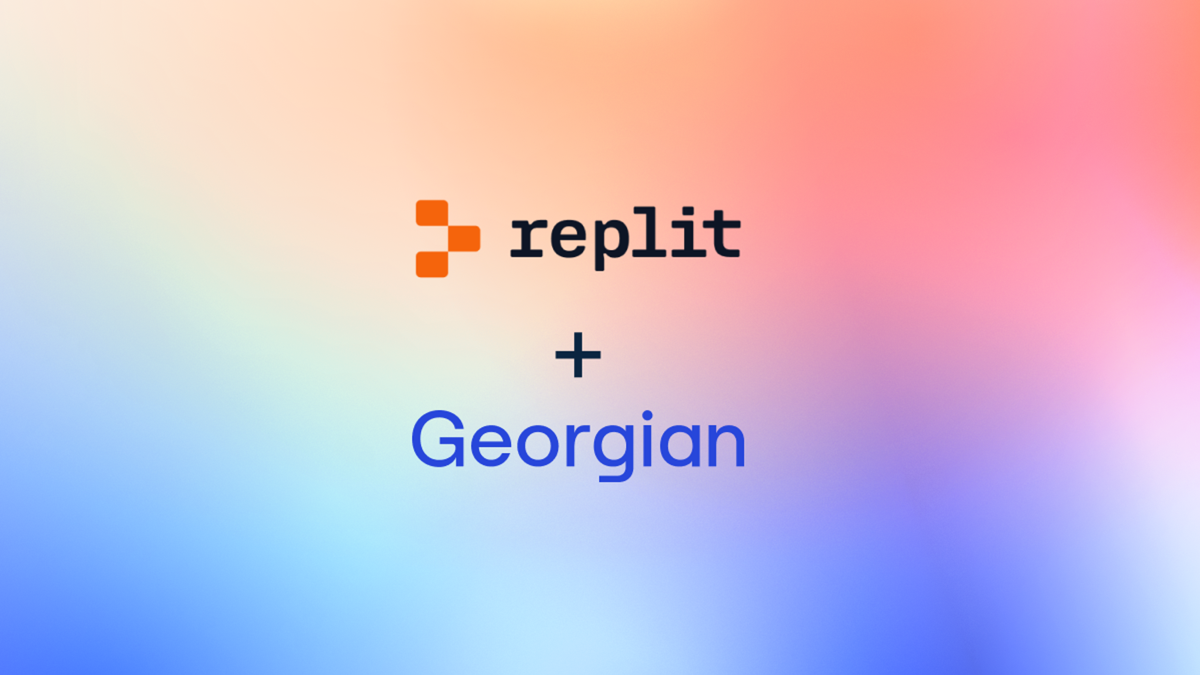 Replit logo and text "replit + Georgian" on a colorful gradient background.