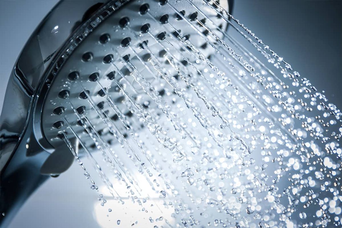 Water running from a shower head