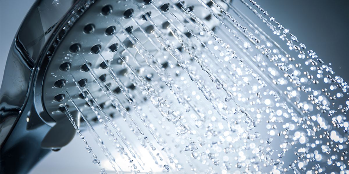Water running from a shower head