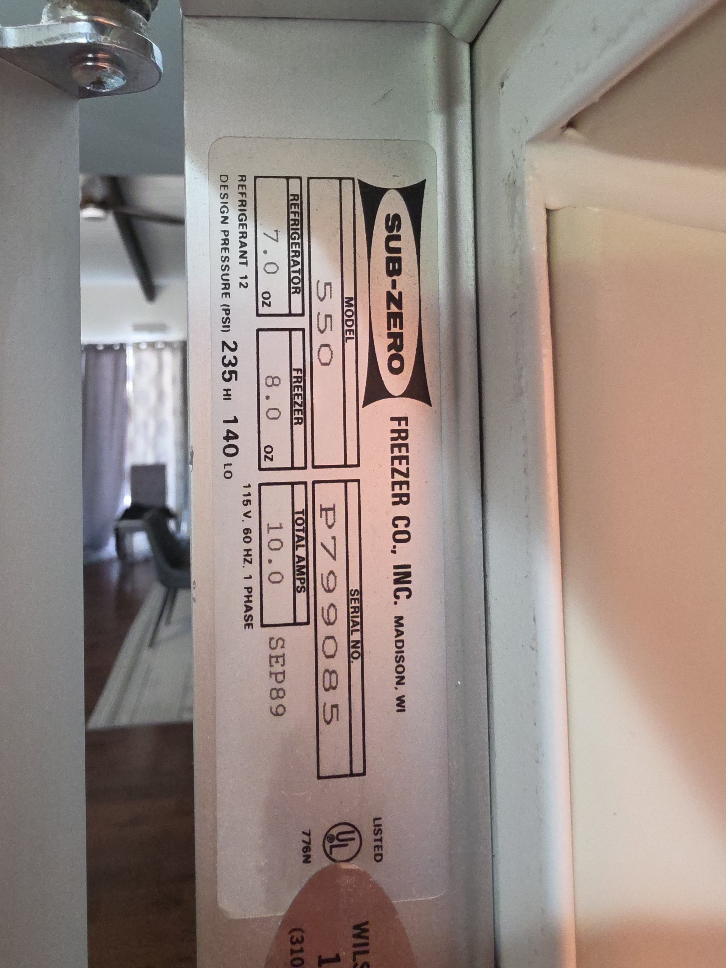 A Sub-Zero Model 550 Whose Freezer Would Not Cool in Woodland Hills (photo 2)