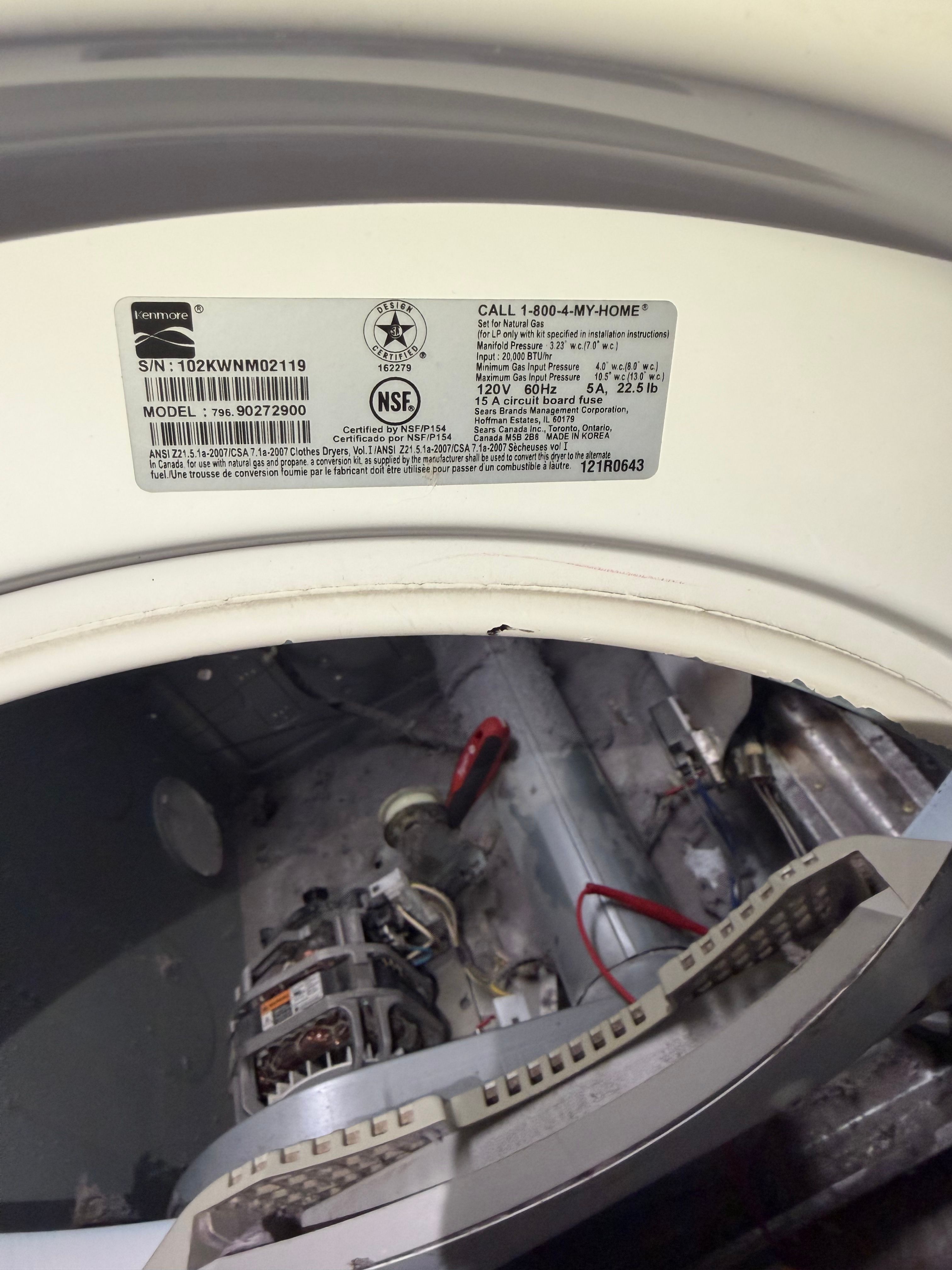 A Kenmore Gas Dryer Not Drying With a Failed Igniter in Park Ridge (photo 2)