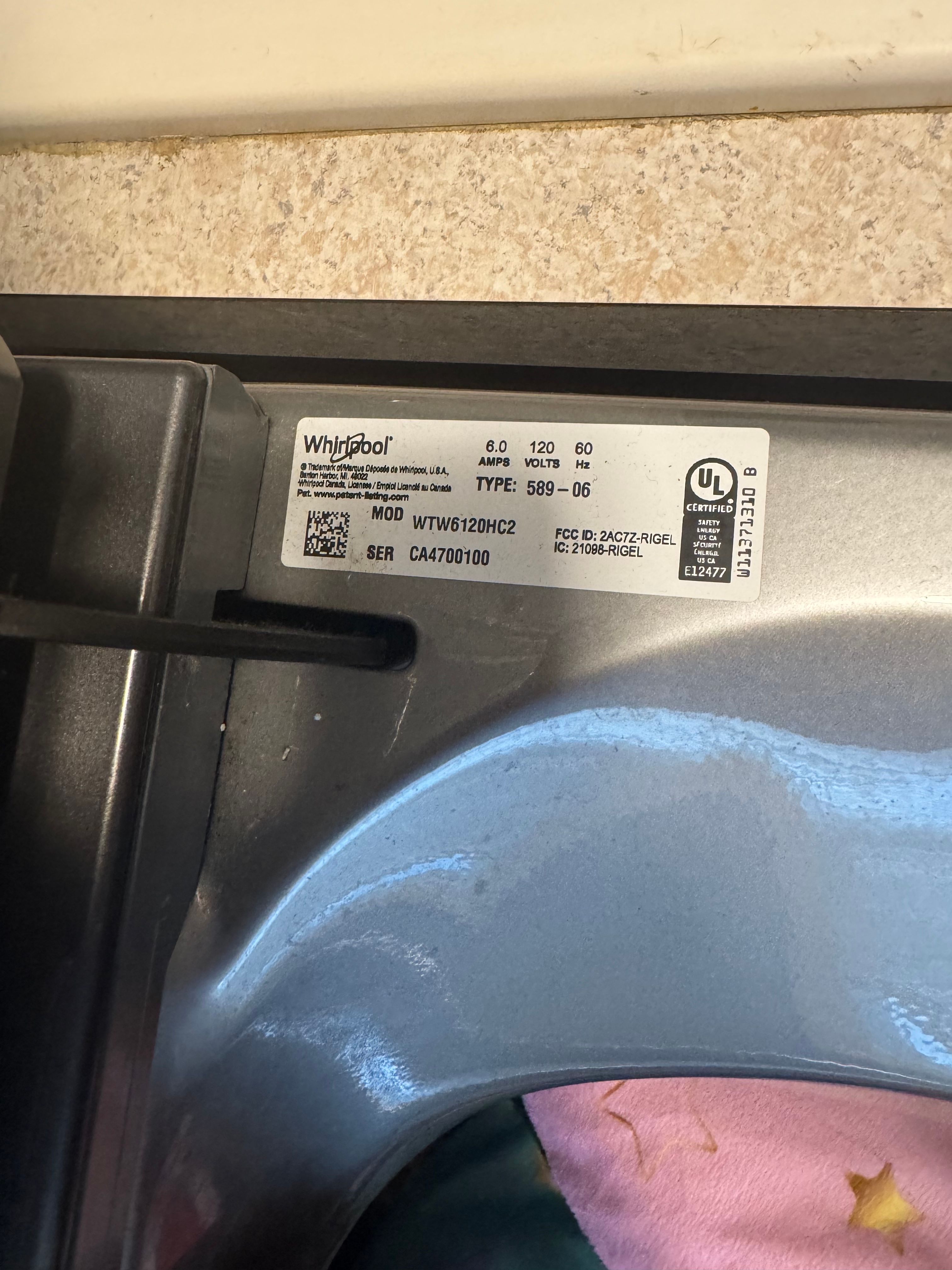 A Whirlpool Washer Showing an F9 E1 Drain Error in Palatine (photo 2)