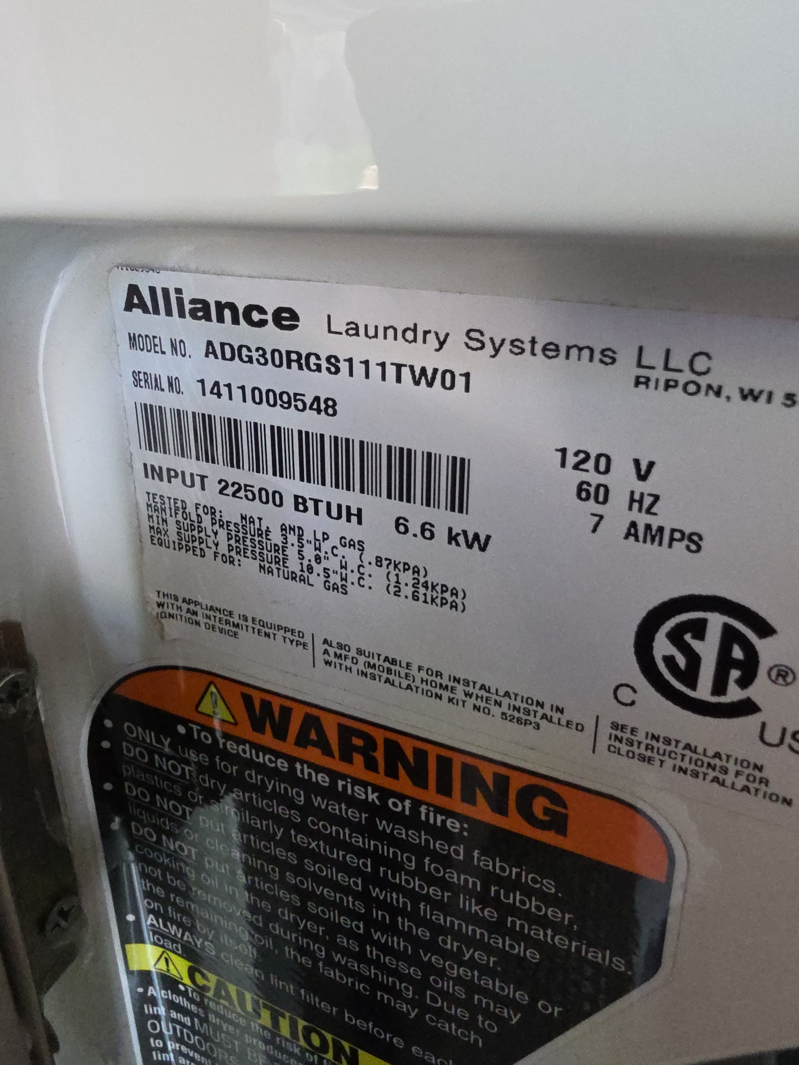 A Speed Queen Gas Dryer That Would Not Heat in Sierra Madre (photo 2)
