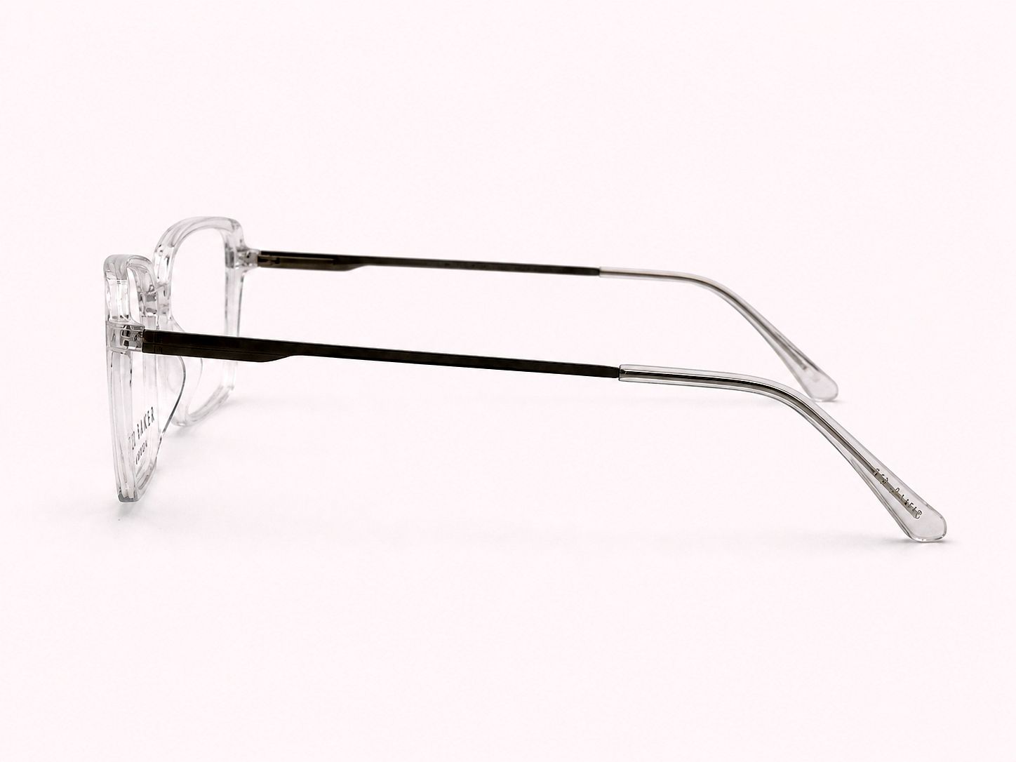 Ted Baker London Rectangular Eyeglasses – Crystal Clear Transparent Frame with Metal Temples