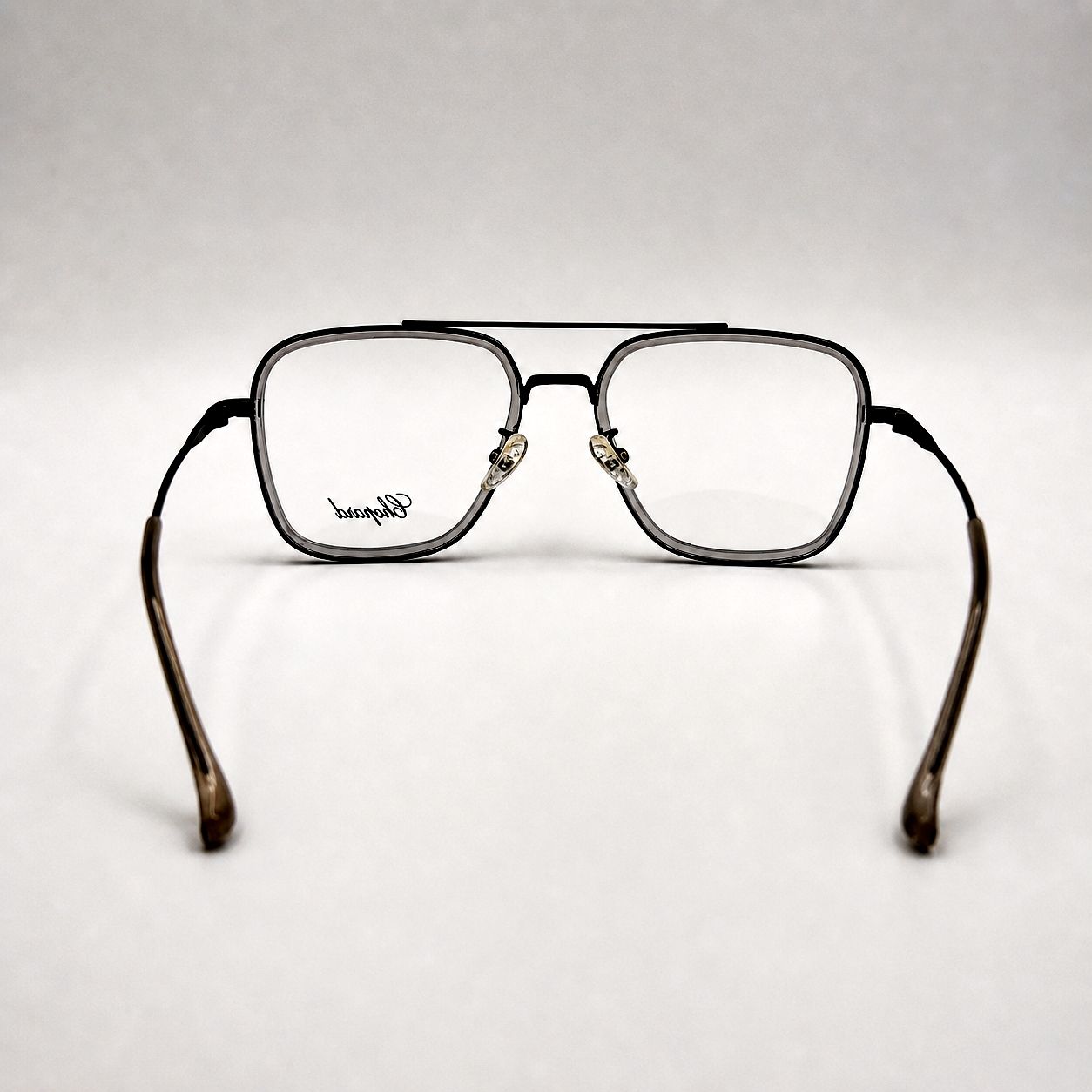 Chopard Aviator Rectangular Glasses - Metal Frame Black 