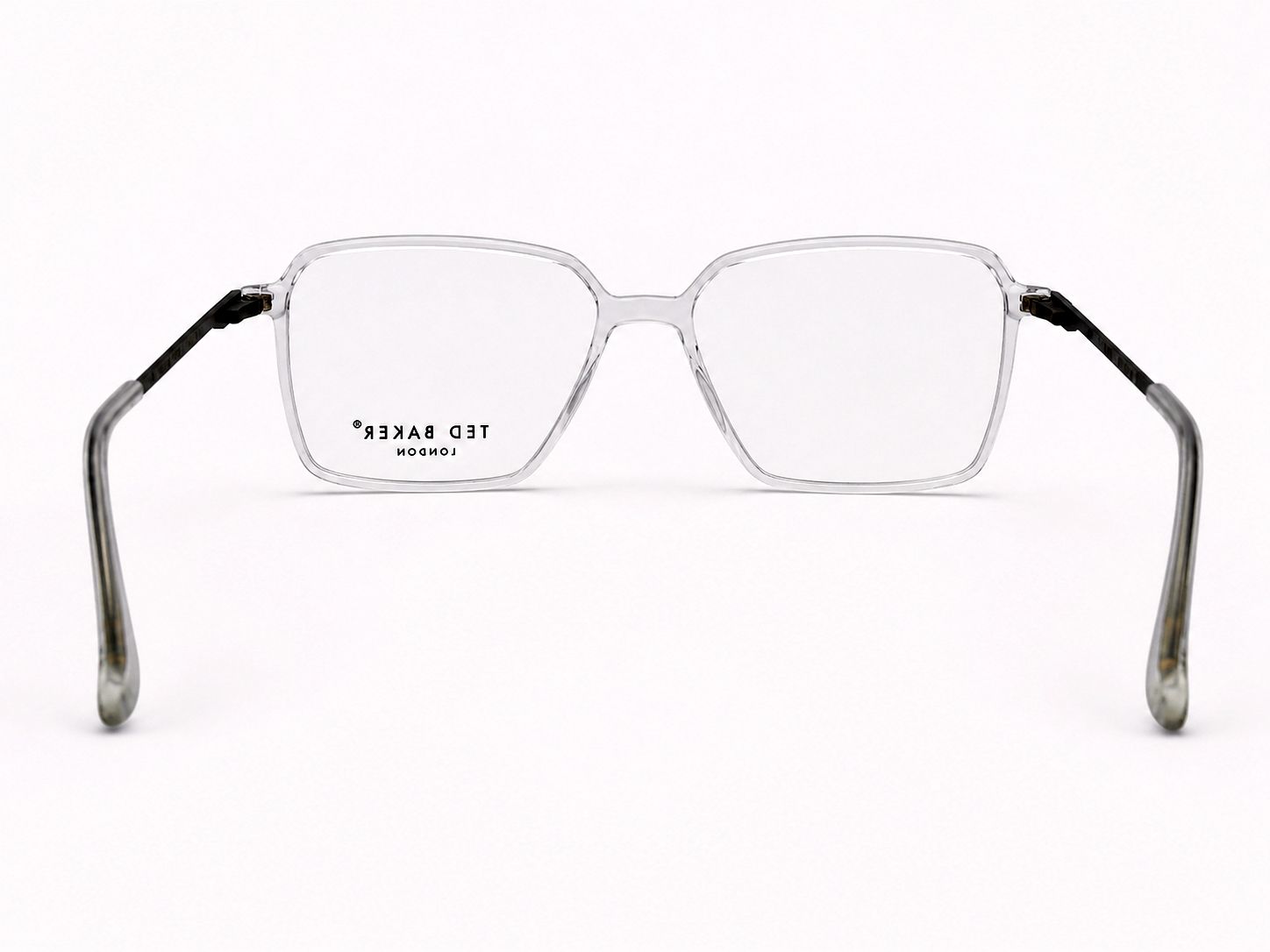Ted Baker London Rectangular Eyeglasses – Crystal Clear Transparent Frame with Metal Temples