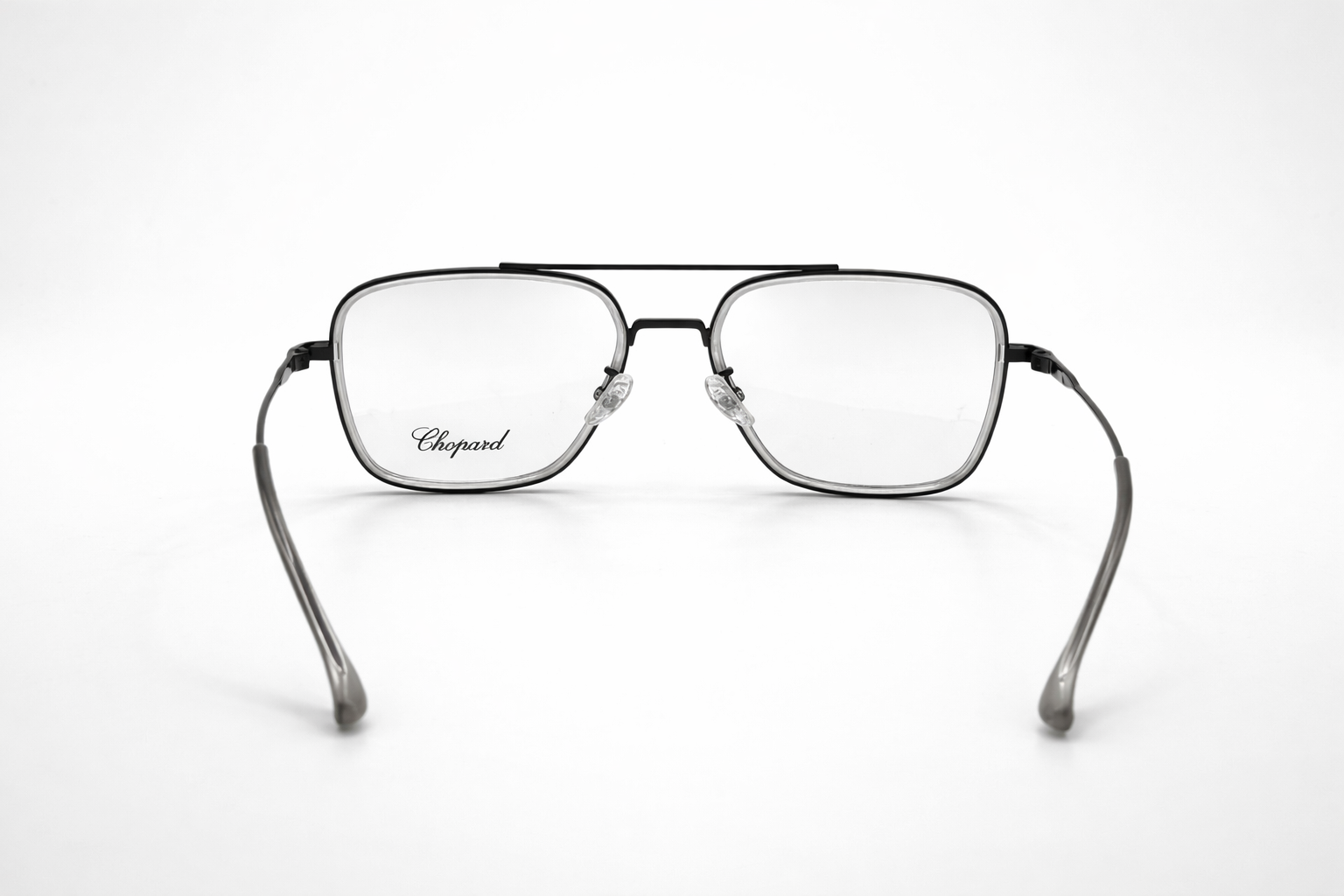 Chopard Aviator Rectangular Glasses - Metal Frame Black 