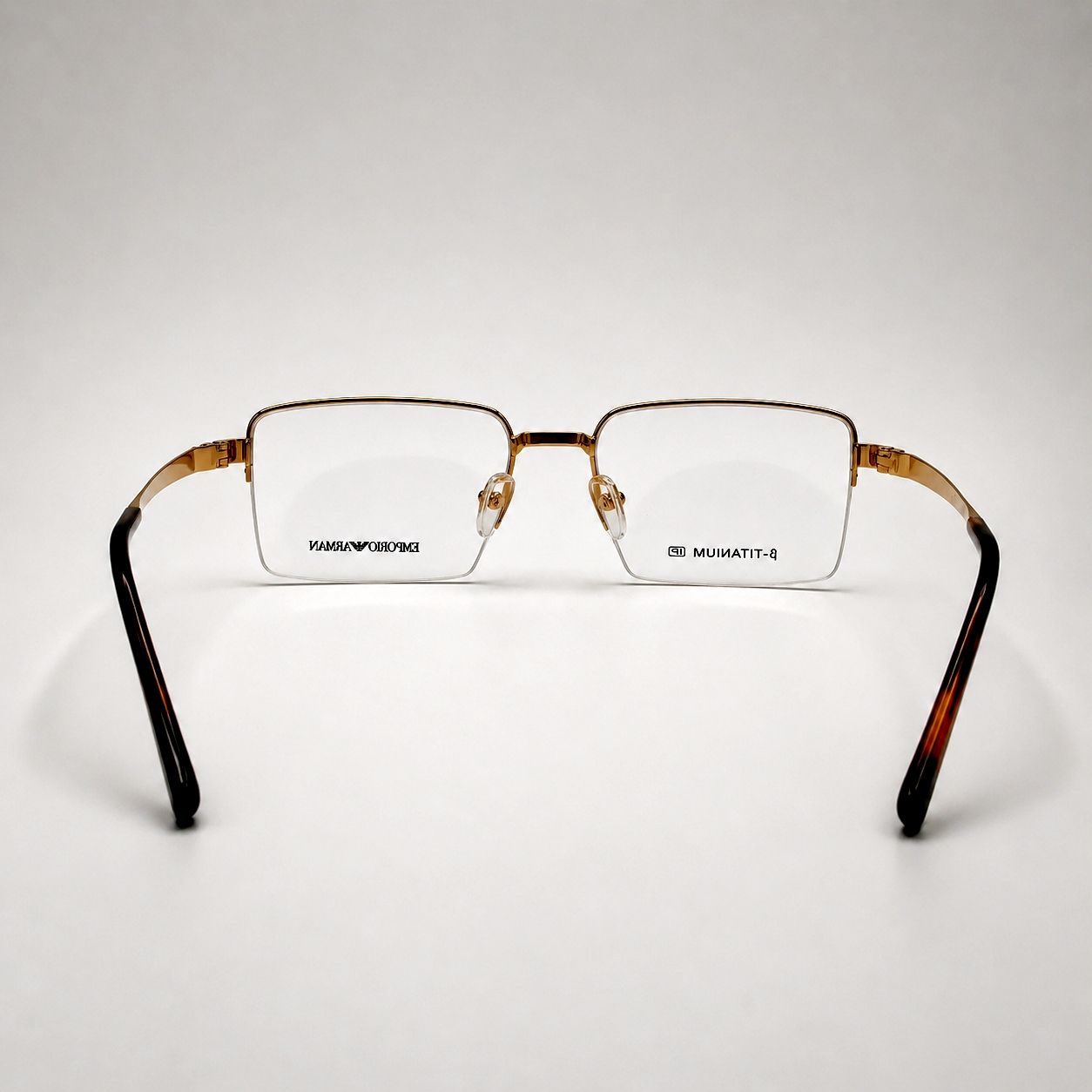 Emporio Armaani Rectangular Glasses - Metal Frame Rimless Silver