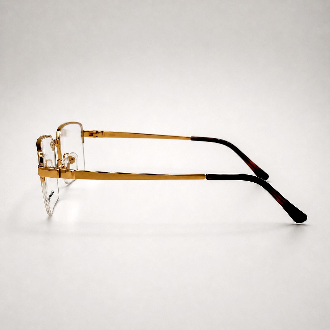 Emporio Armaani Rectangular Glasses - Metal Frame Rimless Silver