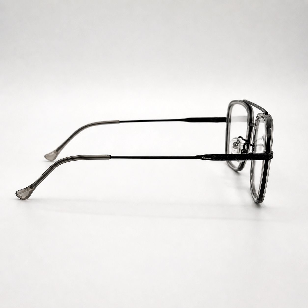 Chopard Aviator Rectangular Glasses - Metal Frame Black 