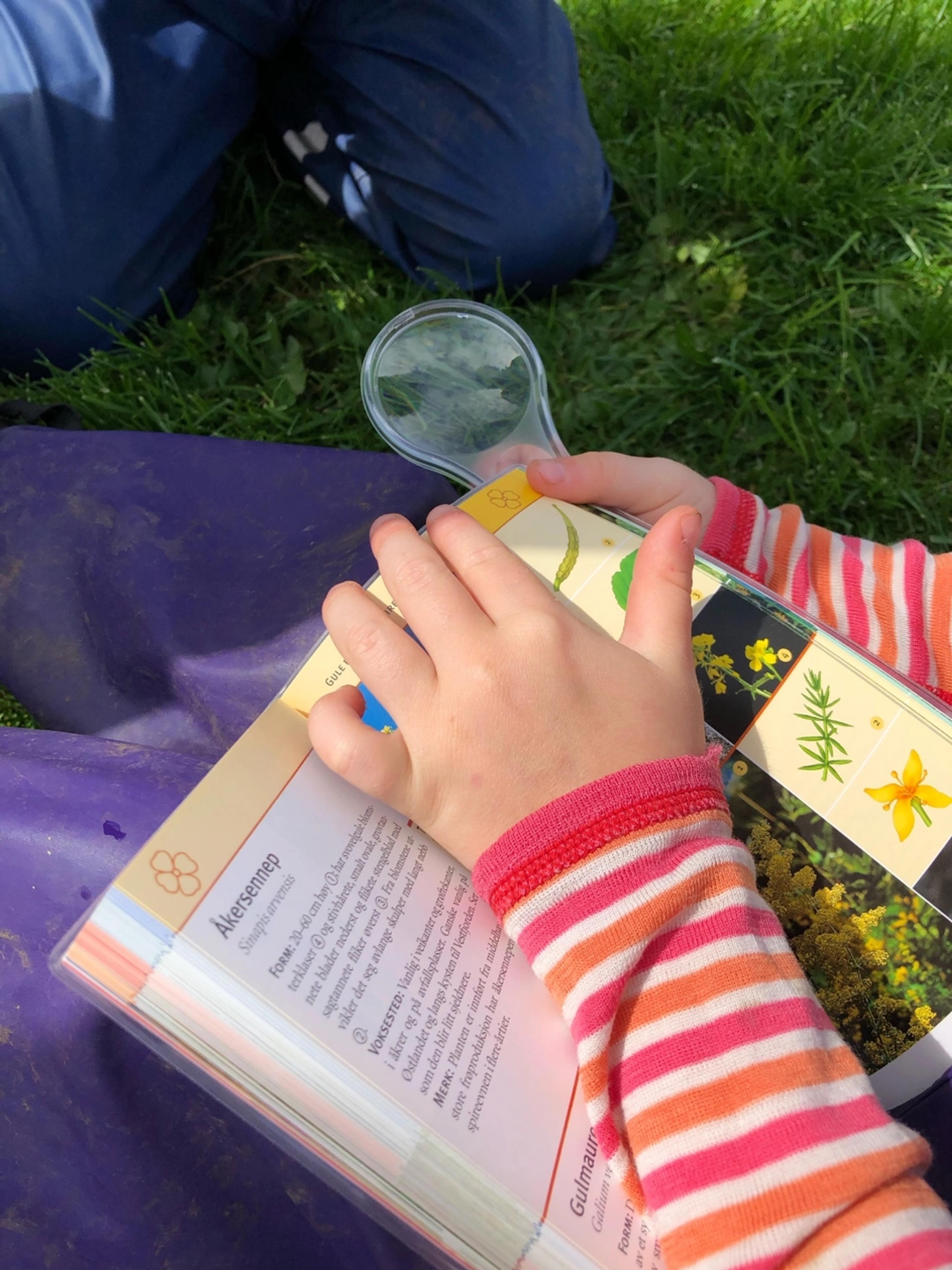 Barn i Espira Ree leser ute 