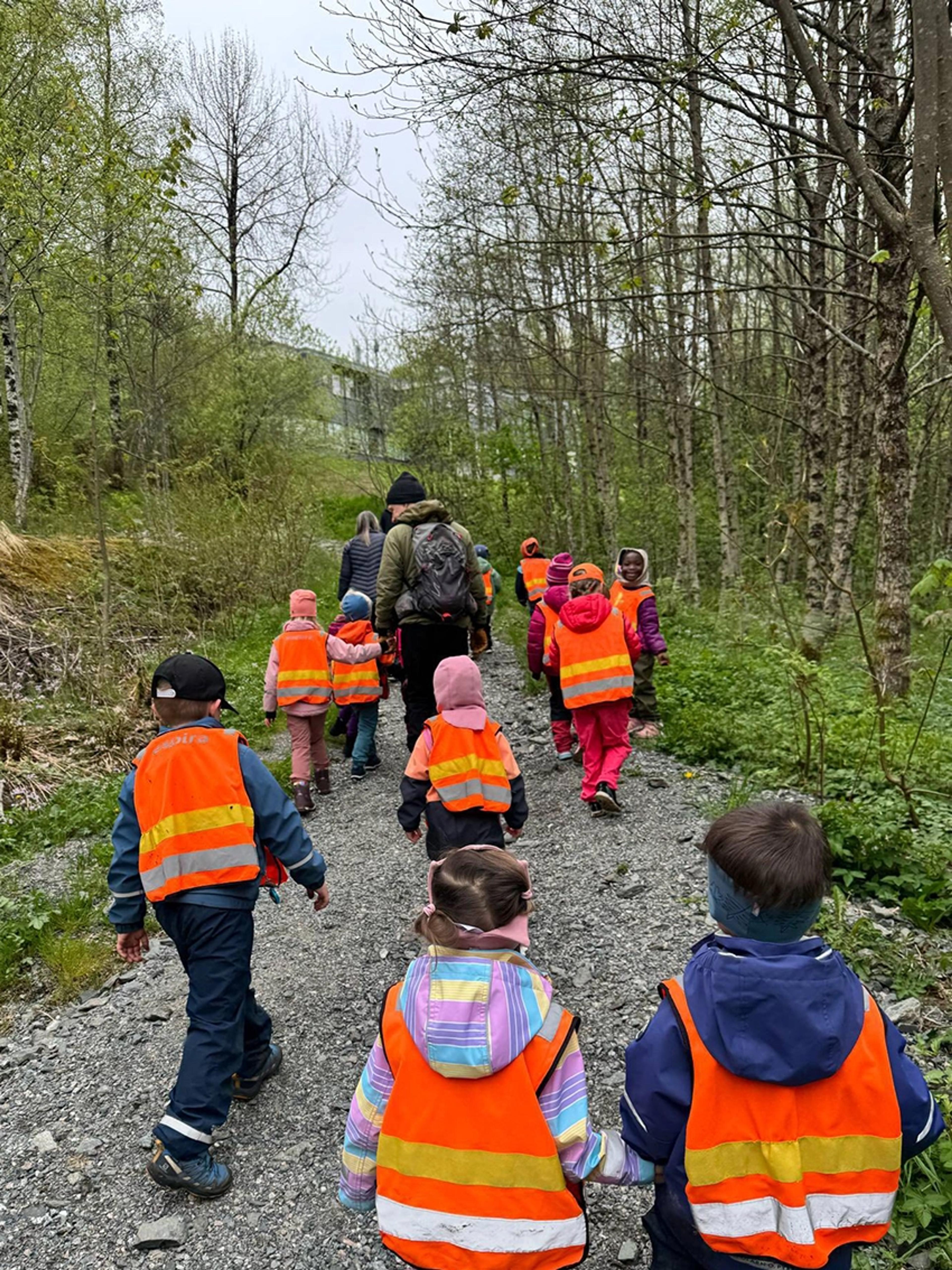 Barnehagebarn som går på tur i Espira Rambjøra 