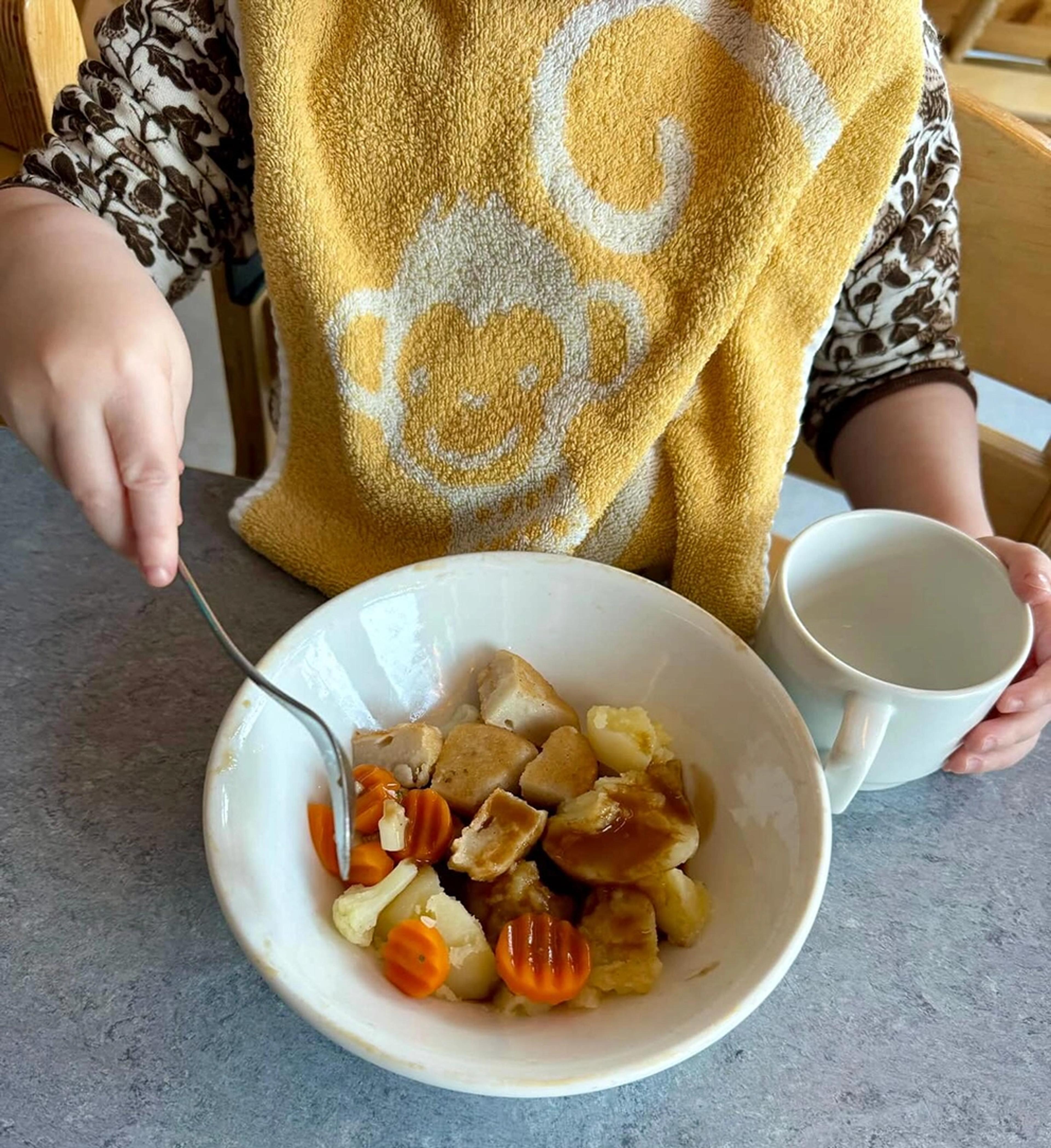 Barn som spiser fisk i Espira Ulvenvatnet