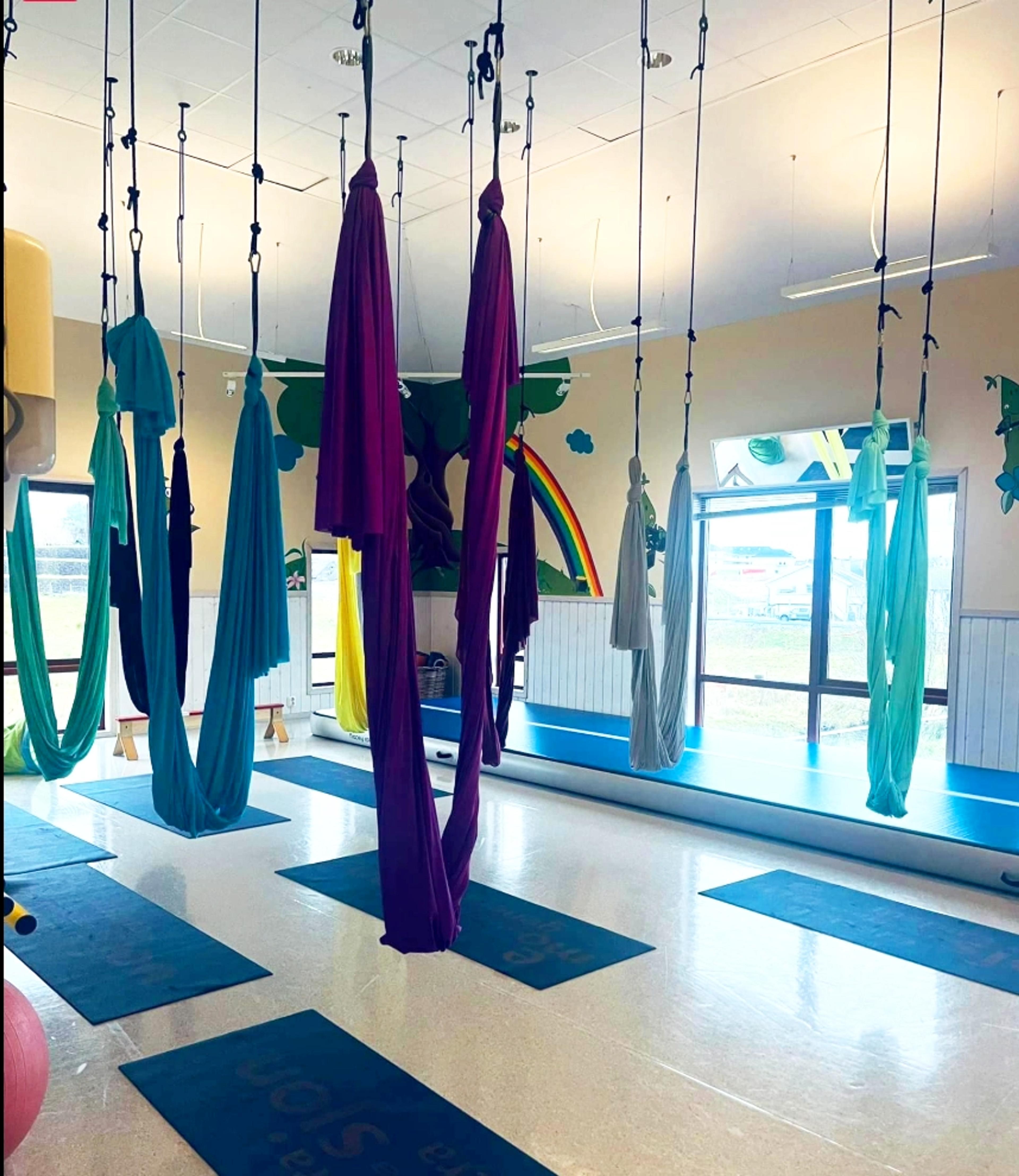 Gymsal med yogaslynger på Espira Tjøsvoll