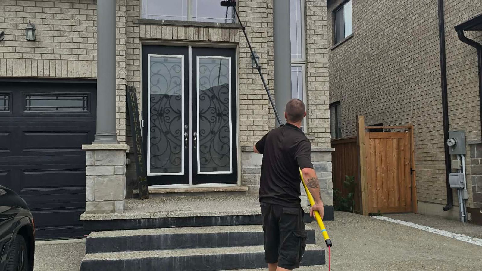 Multi-story residential pure water window cleaning, streak-free finish
