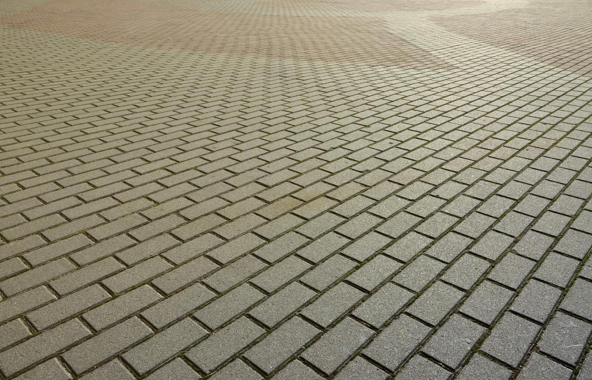 Herringbone interlock paver driveway before sealing, Niagara