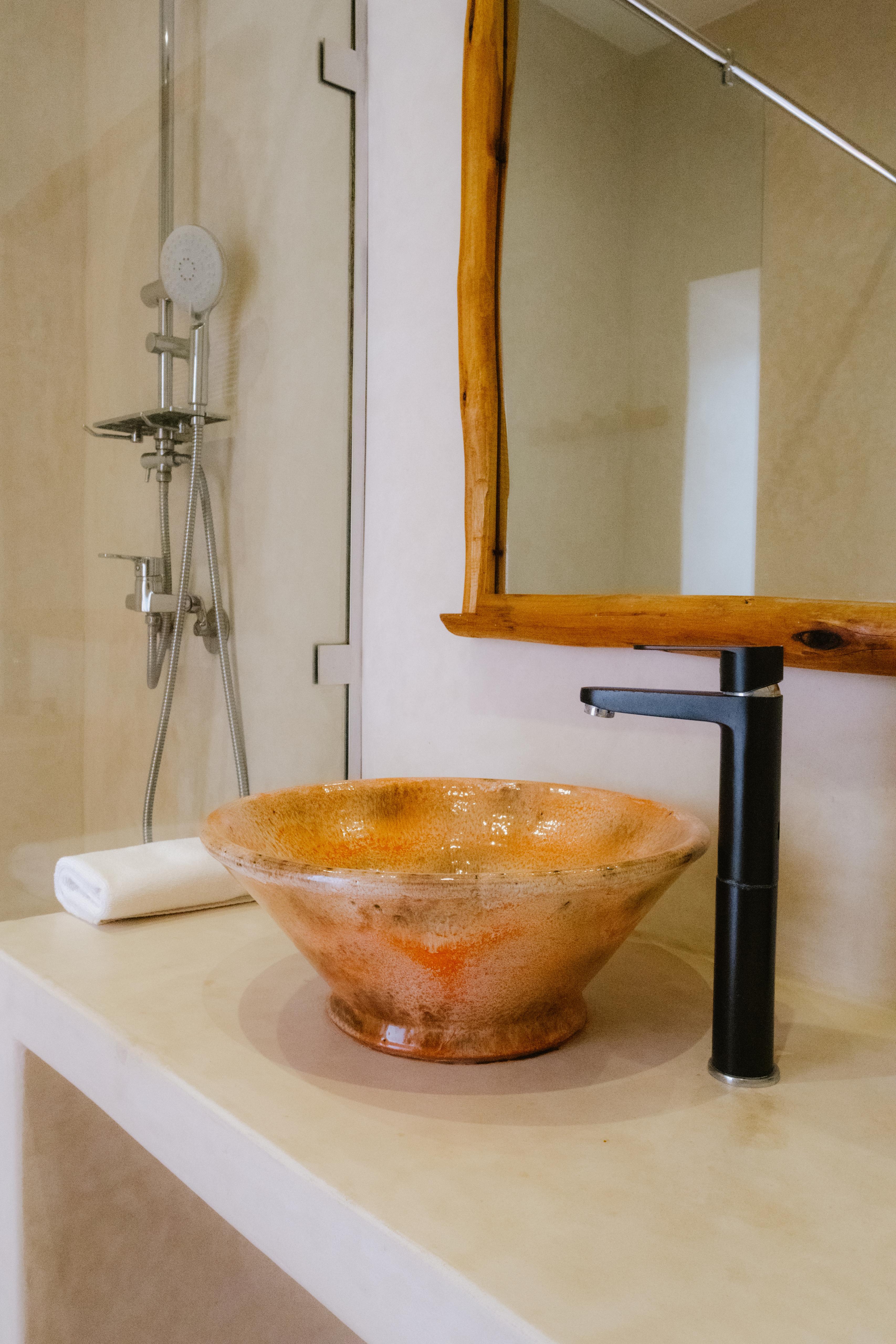 Ensuite bathroom in the double room, Tamraght surf house