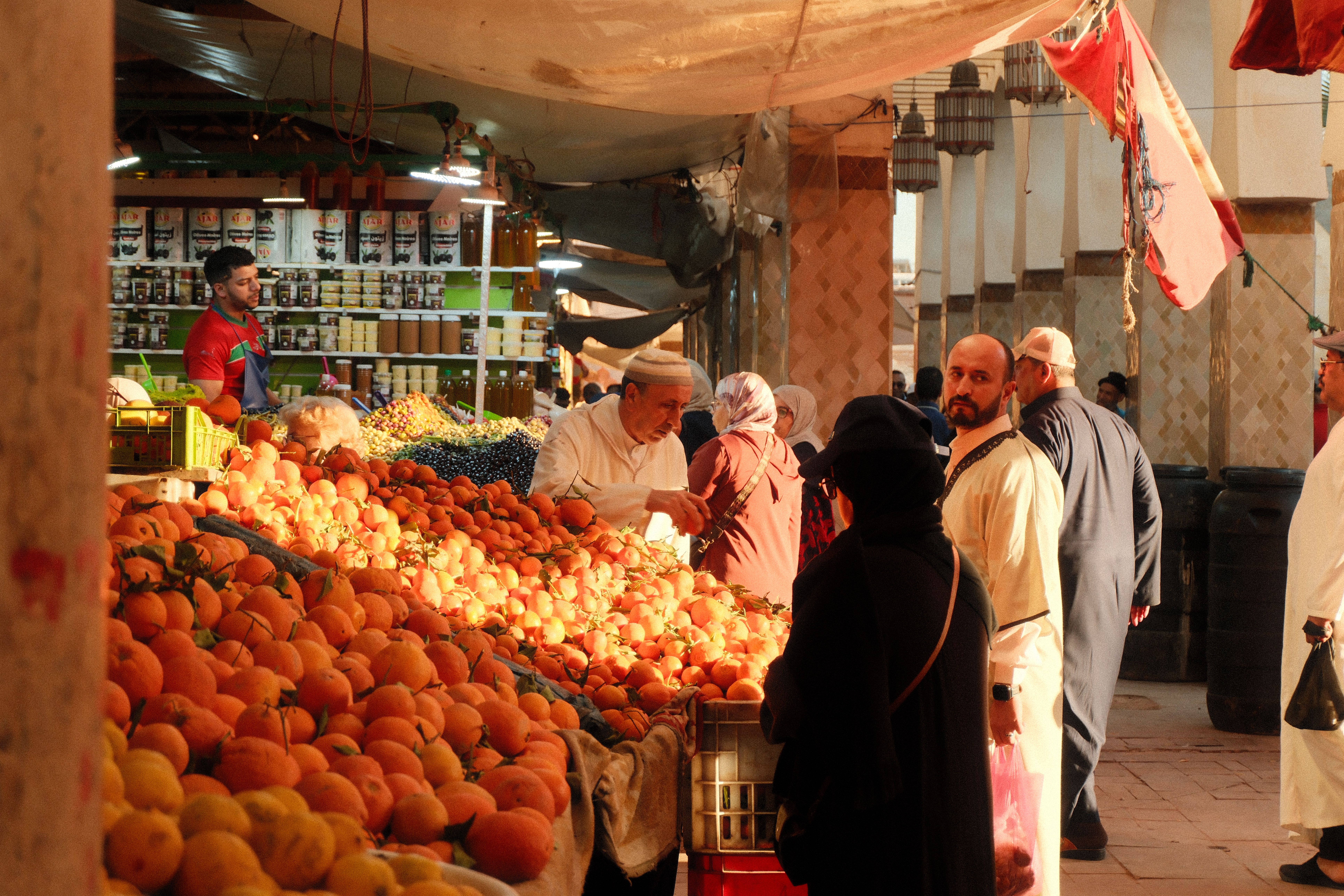 Freshfruits stall at a traditional Moroccan market