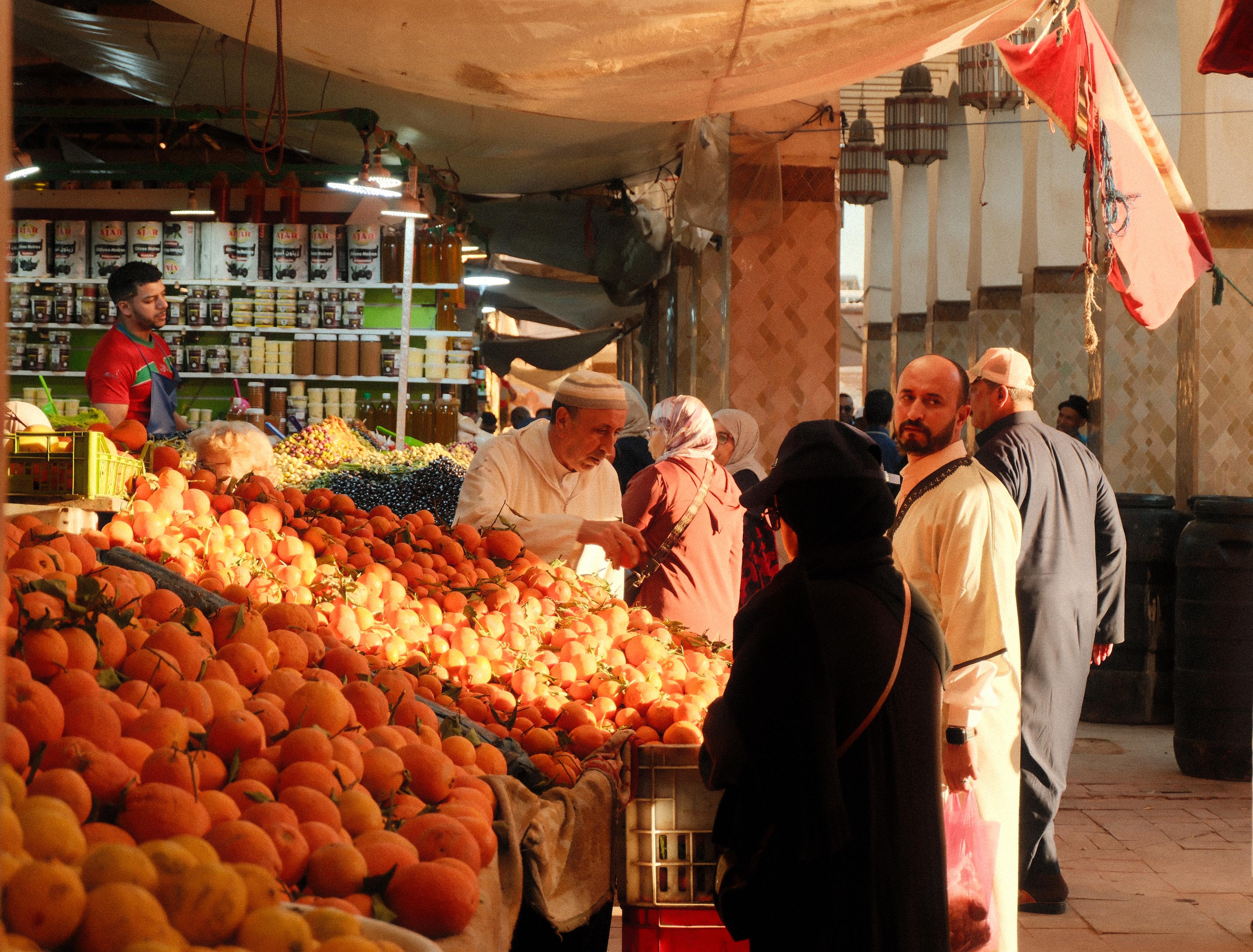 Freshfruits stall at a traditional Moroccan market