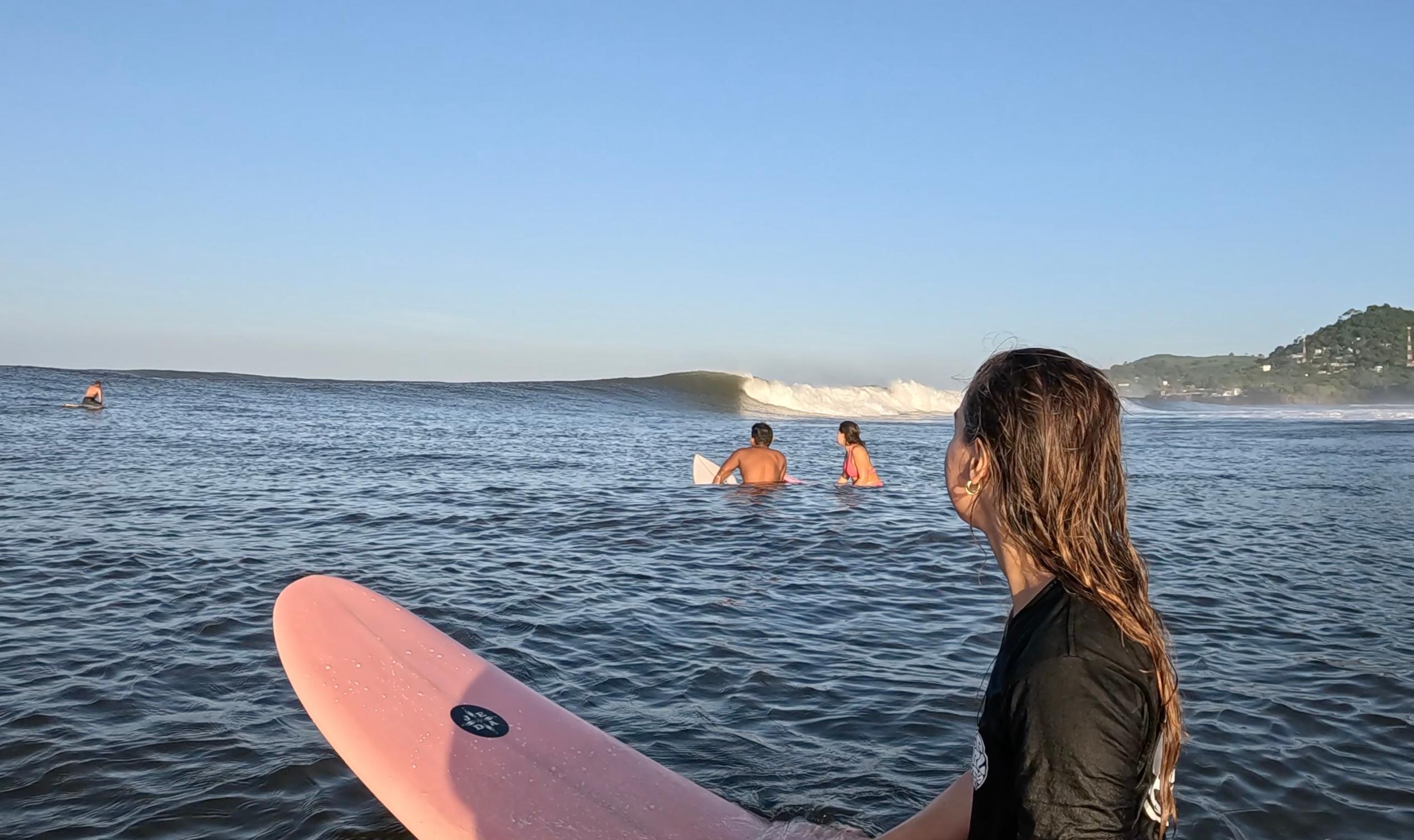 Diana watching the wave sin the line-up
