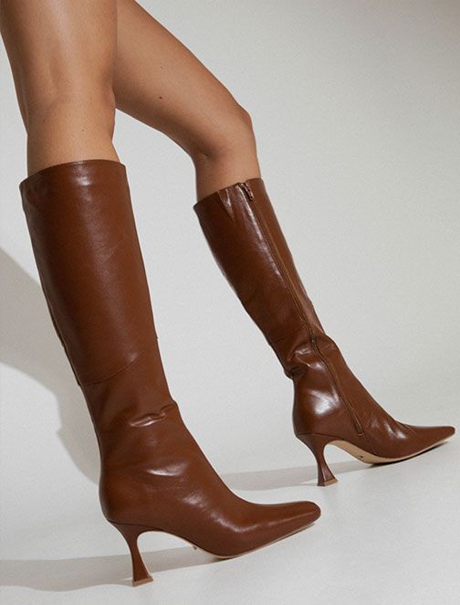 Shop TISSR Women Tan Brown Leather Heels for Women Online 39616618