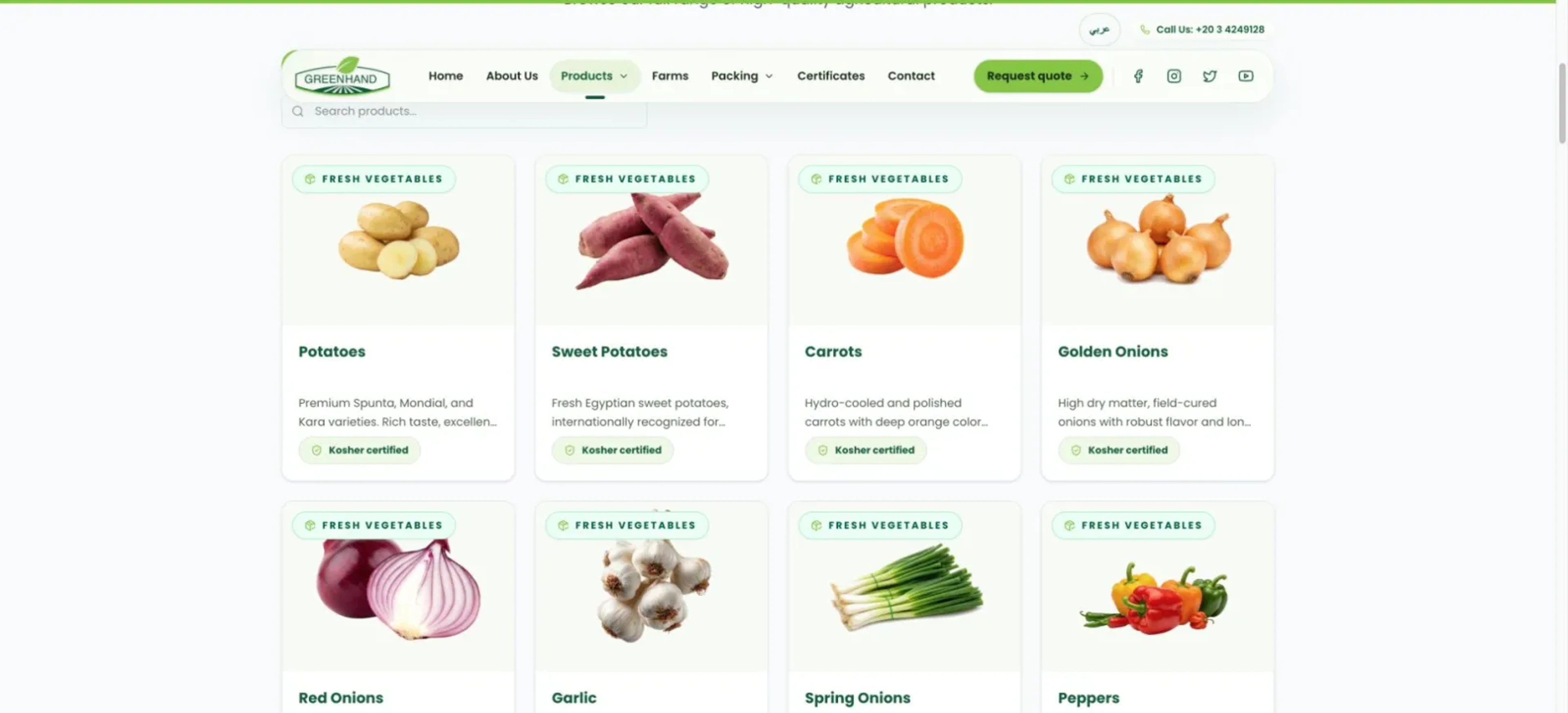 Green Hand Egypt multi-category agricultural export catalogue