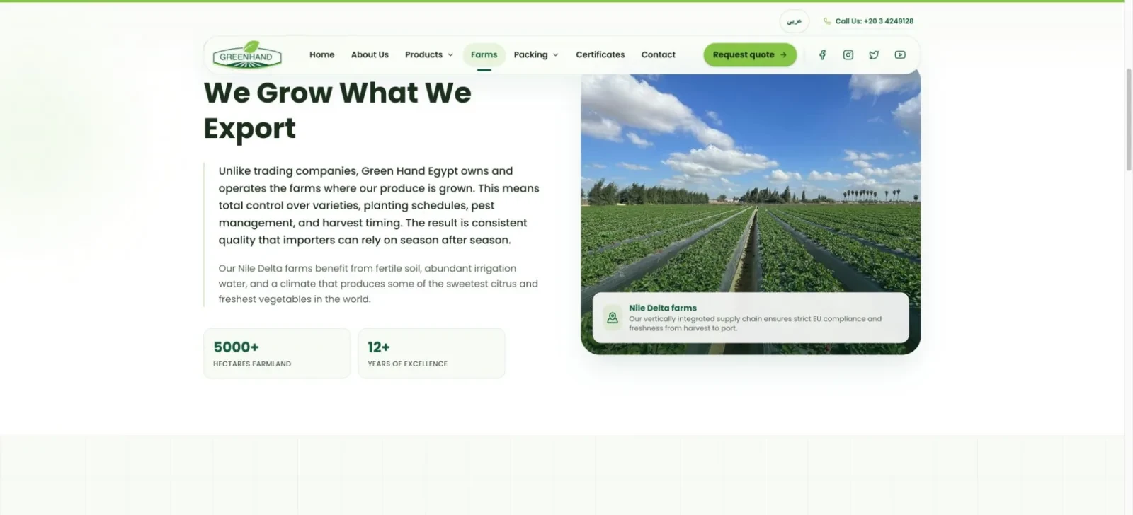 Green Hand Egypt farms and production process page