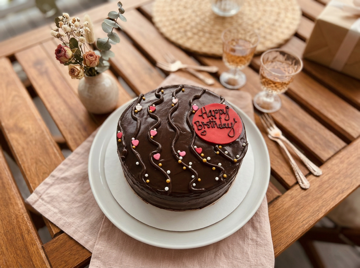 Chocolate & Hearts Birthday Cake — lifestyle view