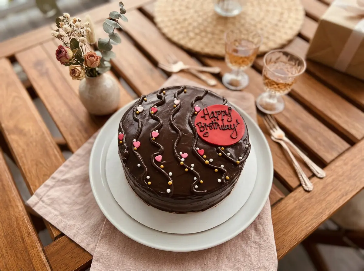 Chocolate & Hearts Birthday Cake — lifestyle view