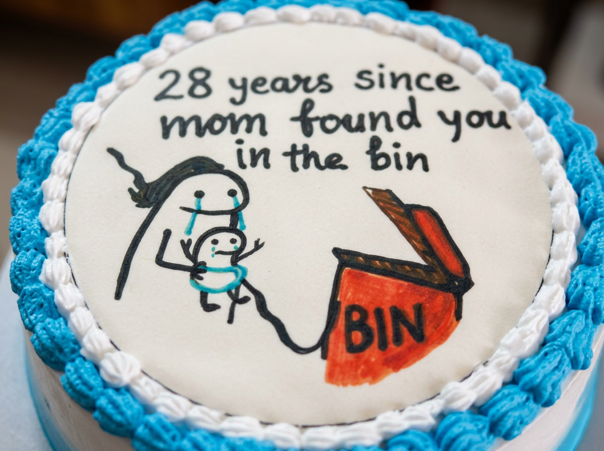 Hand-Painted Doodle Cake — closeup view
