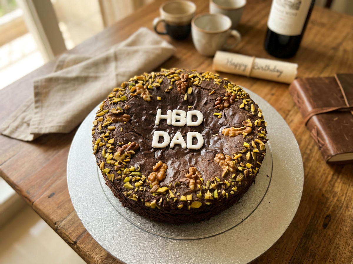 Walnut & Pistachio 'HBD Dad' Cake — lifestyle view