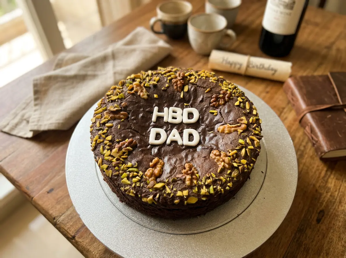 Walnut & Pistachio 'HBD Dad' Cake — lifestyle view