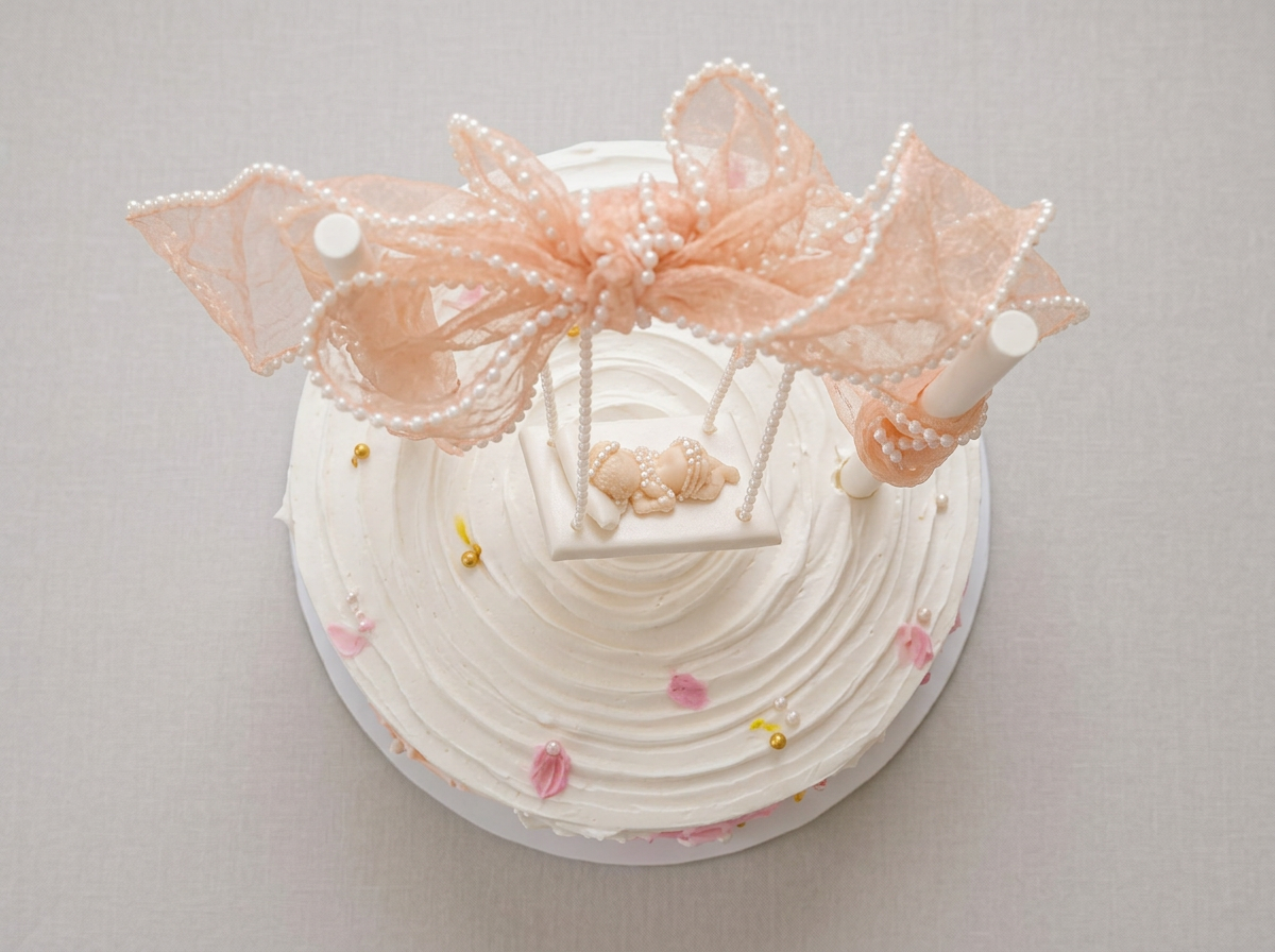 'Oh Baby' Floral Baby Shower Cake — topdown view