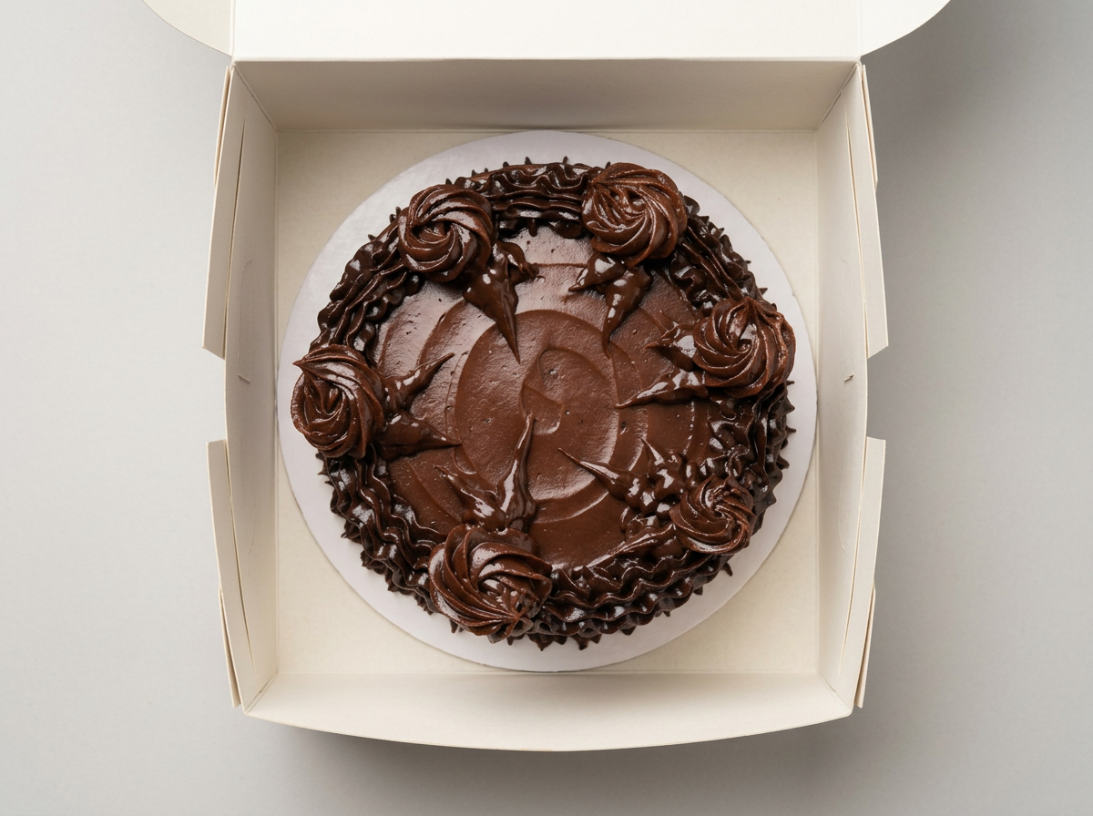Chocolate Rosette Indulgence Cake — topdown view