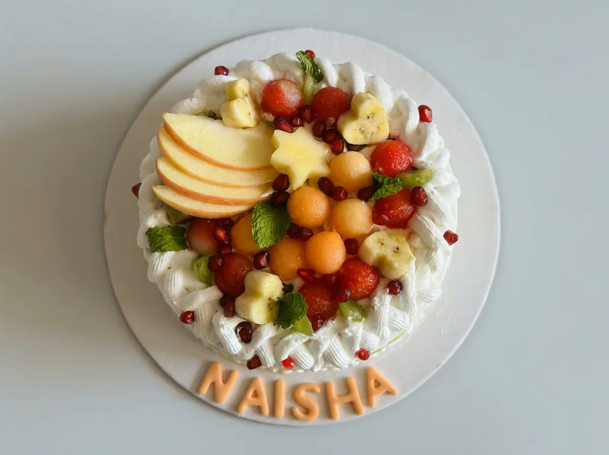 Fresh Fruit Garden Cake — topdown view