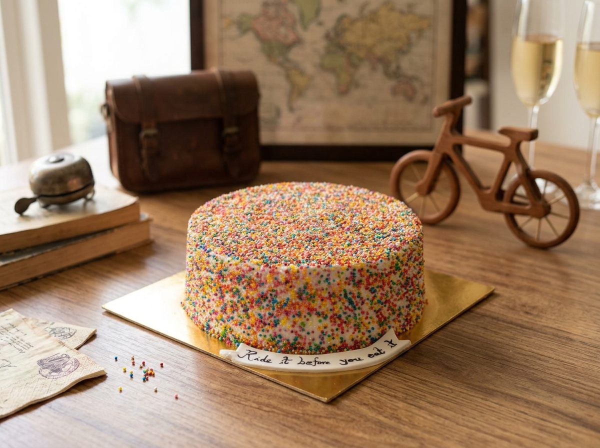 Rainbow Sprinkle Confetti Cake — lifestyle view