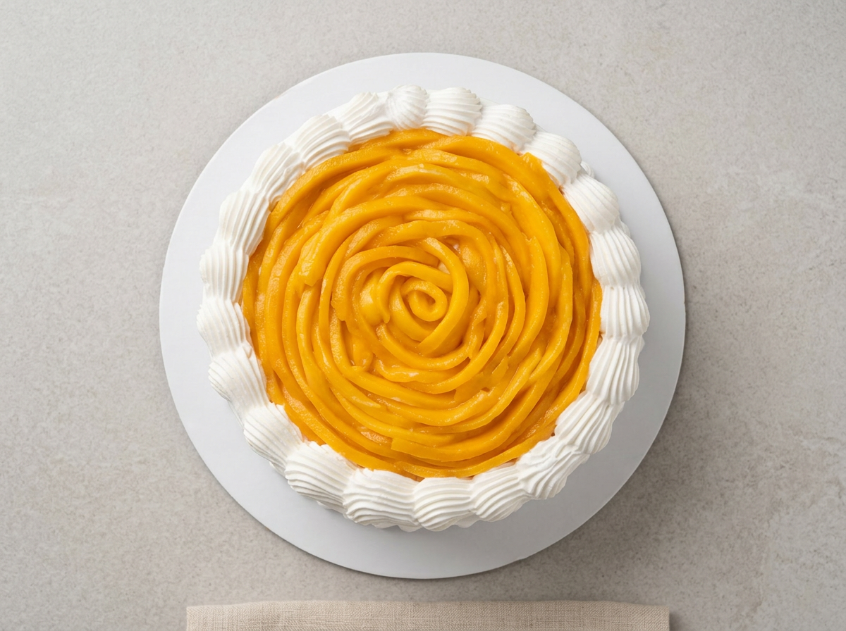 Mango Rose Cream Cake — topdown view
