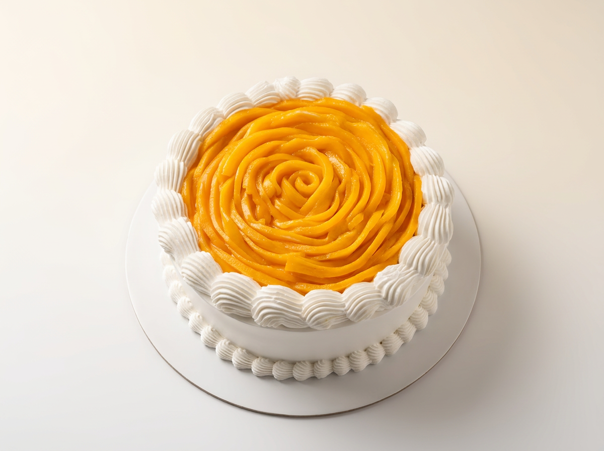Mango Rose Cream Cake — studio view