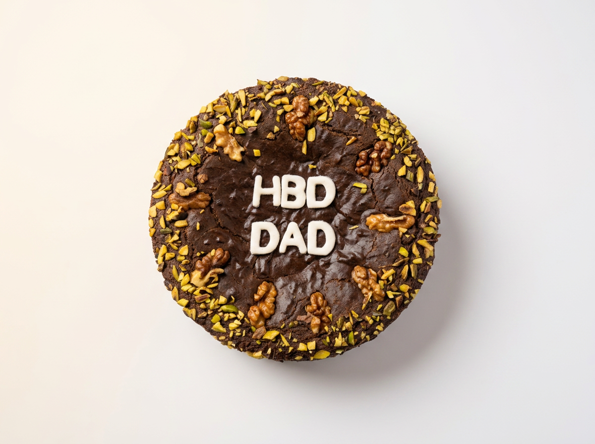 Walnut & Pistachio 'HBD Dad' Cake — studio view