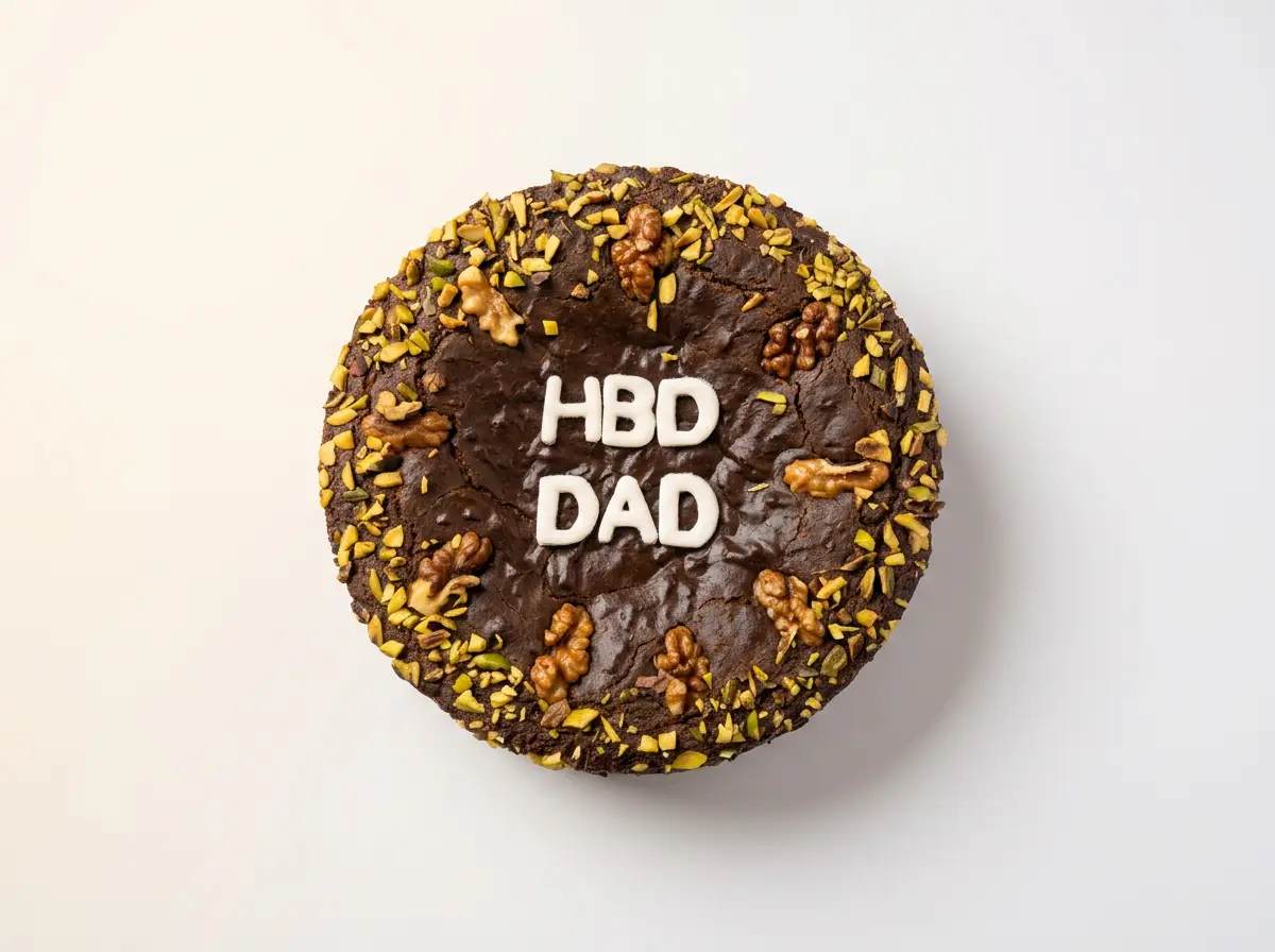 Walnut & Pistachio 'HBD Dad' Cake — studio view