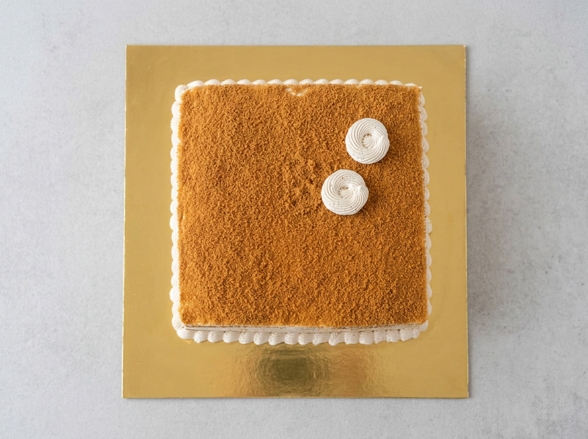 Square Lotus Biscoff Cake — topdown view