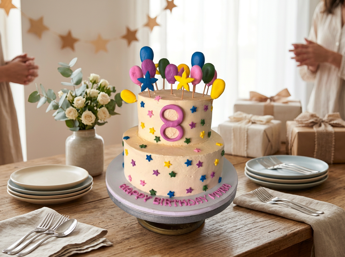 Stars & Balloons Two-Tier Birthday Cake — lifestyle view