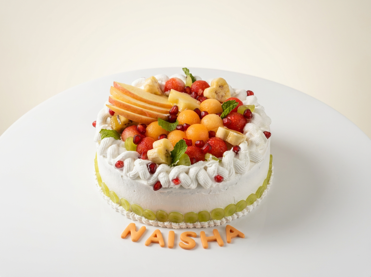 Fresh Fruit Garden Cake — studio view